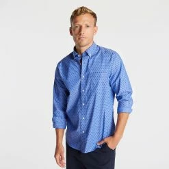 Outlet 🔥 Nautica Mens Classic Fit Wrinkle-Resistant Mini Print 👚 Shirt ⭐