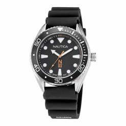 Hot Sale ⌛ Nautica Finn World Diver Stainless Steel And Silicone ⌚ Watch for men 🎁