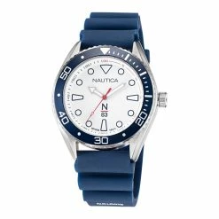 Hot Sale 🔥 Nautica Finn World Diver Stainless Steel And Silicone ⌚ Watch for men 🧨
