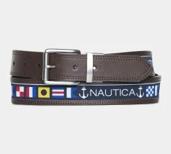 Promo 🎁 Nautica Mens Reversible Flag Belt ⌛