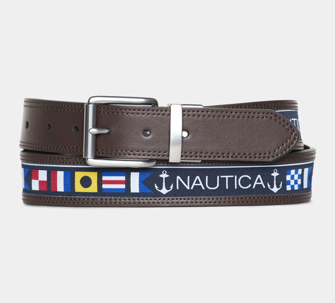 Promo π Nautica Mens Reversible Flag Belt β