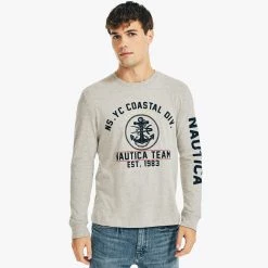 Promo π Nautica Mens Nautica π Jeans Co. Sustainably Crafted Graphic Long-Sleeve T-Shirt π
