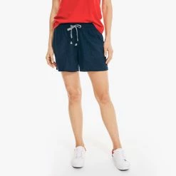 Hot Sale ✨ Nautica 👩 Womens 4.5" Linen-Blend Pull-On Short 😉
