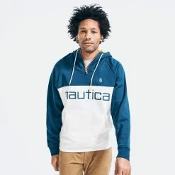 Brand new ❤️ Nautica Mens Colorblock Half-Zip Logo Hoodie ✨