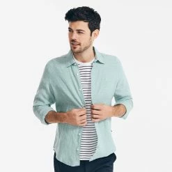 Best Sale ❤️ Nautica Mens Linen 👚 Shirt ⌛