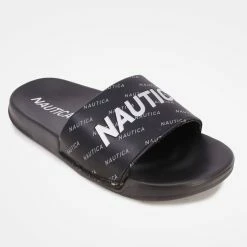 Best deal 🔔 Nautica 👩 Womens Logo Embellished Slide 🩴 Sandal 🎉