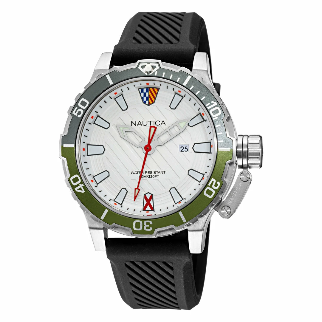 Best Pirce π Nautica Mens Glenrock Lagoon Silicone 3-Hand β Watch π₯