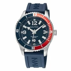 Best Sale 🧨 Nautica Pacific Beach Stainless Steel And Silicone 3-Hand ⌚ Watch for men ⭐