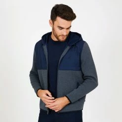 New ⌛ Nautica Mens Big & Tall Mixed Media Colorblock Hoodie 😍