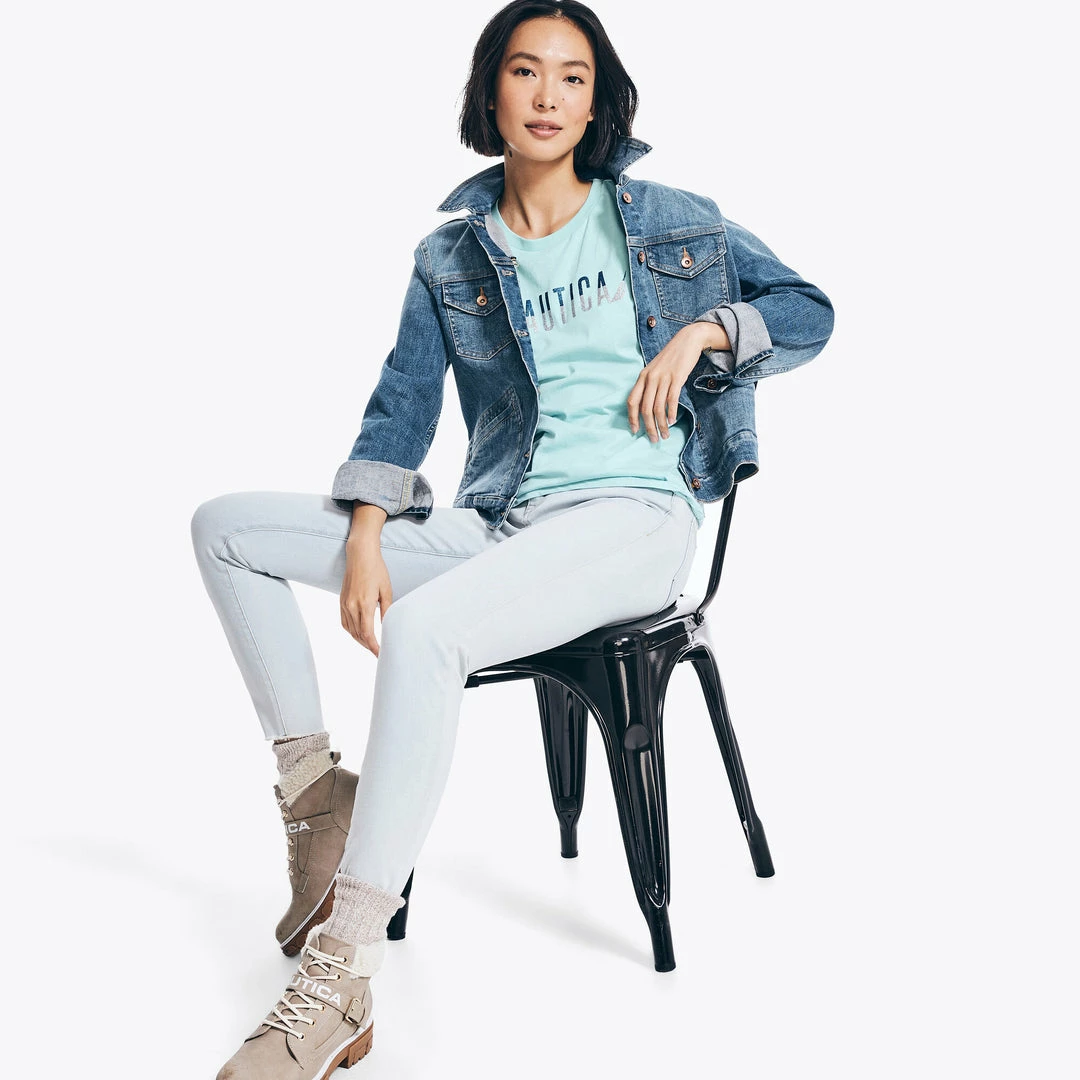 Best Sale π Nautica π© Womens Glitter Logo Graphic T-Shirt β