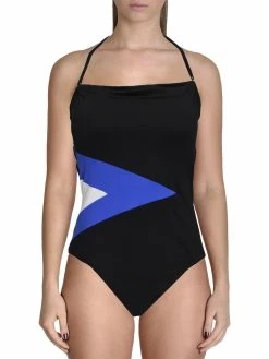 New ❤️ Nautica 👩 Womens Contrast Trim Strapless One-Piece 🩱 Swimsuit 🌟