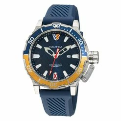 Flash Sale 🎁 Nautica Mens Glenrock Lagoon Silicone 3-Hand ⌚ Watch 💯