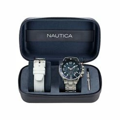 New ✨ Nautica Nst Chronograph Stainless Steel And Silicone ⌚ Watch Box Set for men 🤩