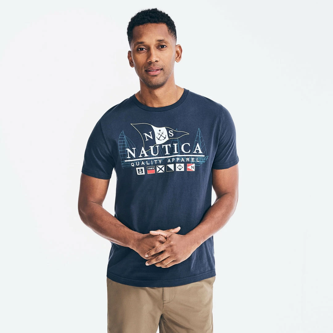 Budget π€© Nautica Mens Logo Flags Graphic T-Shirt βοΈ - Image 2