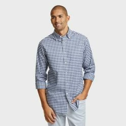 Promo ✨ Nautica Mens Classic Fit 👕 Shirt In Teal Plaid 🔥
