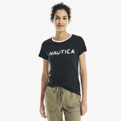 Brand new π Nautica π© Womens Metallic Foil Logo Graphic T-Shirt π