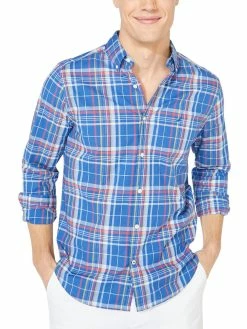 Discount 🤩 Nautica Mens Button-Down Plaid Casual 👚 Shirt ❤️