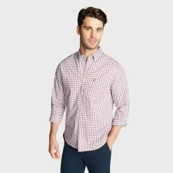 Budget 💯 Nautica Mens Big & Tall Wrinkle Resistant 👕 Shirt In Mini Check Plaid 🎁