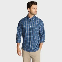 Best Sale ⭐ Nautica Mens Big & Tall Stretch Poplin Plaid 👚 Shirt 👍