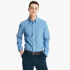 Cheap 🔔 Nautica Mens Wrinkle-Resistant Wear To Work Poplin 👕 Shirt 👏