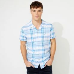 Deals 😉 Nautica Mens Big & Tall Classic Fit Plaid Camp 👕 Shirt ✔️