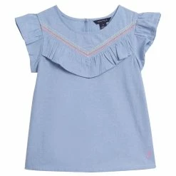 Discount 👏 Nautica Toddler 👧 Girls' Chambray Flutter-Sleeve Top (2T-4T) for kids ⌛