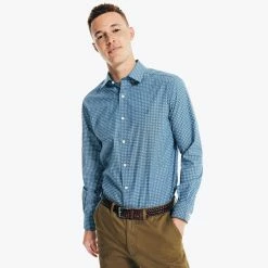 New ⭐ Nautica Mens Wrinkle-Resistant Printed 👚 Shirt 🔥