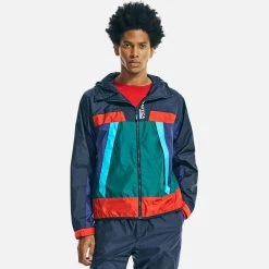 Buy 🔥 Nautica Mens Colorblock Hooded Windbreaker Jacket 🌟