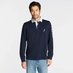 Best Sale ⭐ Nautica Mens Big & Tall Logo Rugby 👕 Shirt 🥰