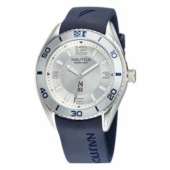 Best deal 🛒 Nautica Mens Finn World Silicone 3-Hand ⌚ Watch 😀