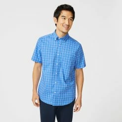 Flash Sale π Nautica Mens Classic Fit Wrinkle-Resistant Tattersall Short Sleeve π Shirt π―