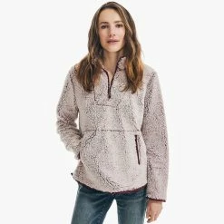 Deals 👏 Nautica 👩 Womens Quarter-Zip Sherpa Fleece Jacket 👍