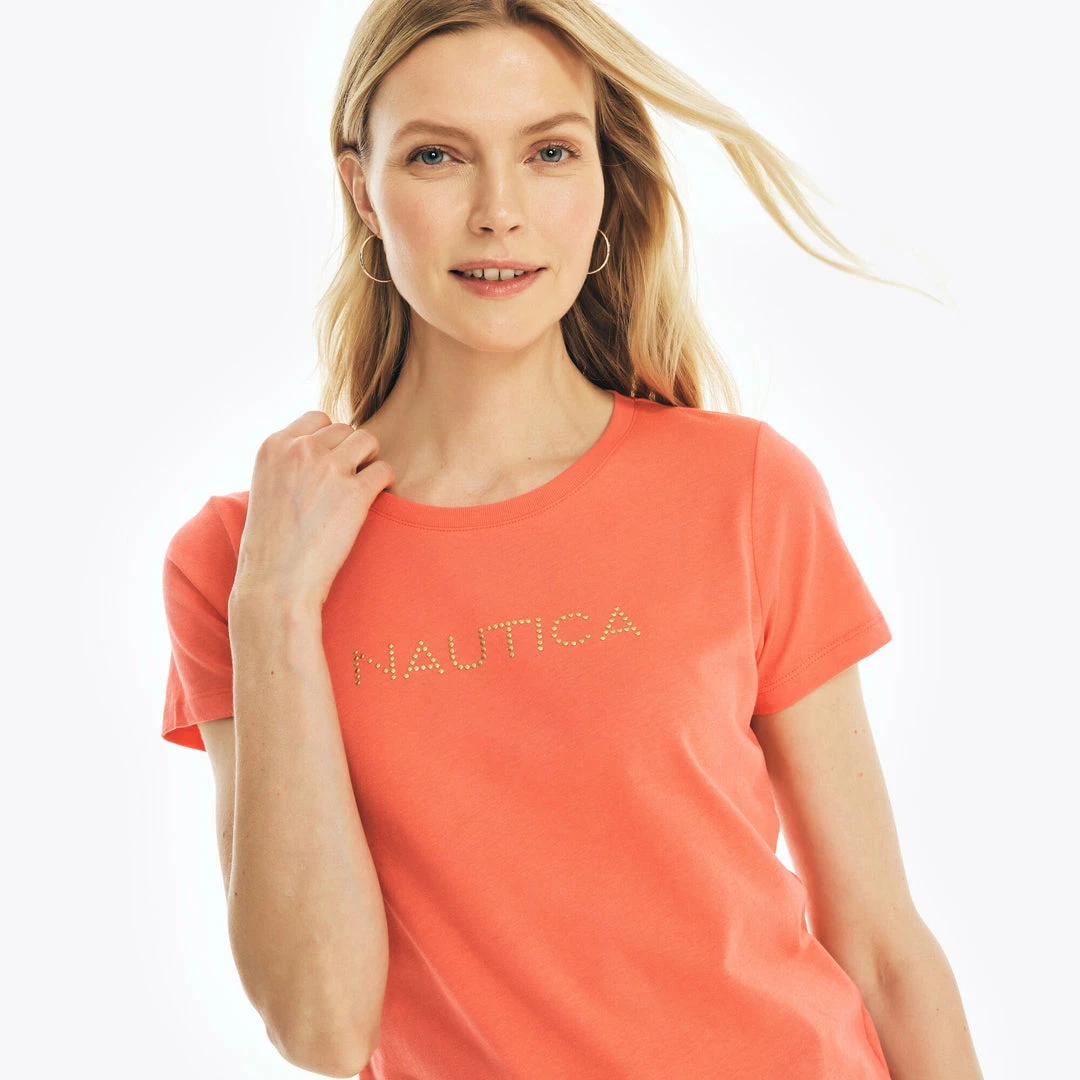 Top 10 π Nautica π© Womens Studded Logo Crewneck T-Shirt π₯ - Image 3