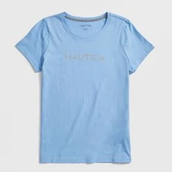 Best Sale β€οΈ Nautica π© Womens Studded Logo Crewneck T-Shirt π