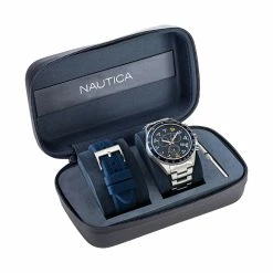 Best deal 🧨 Nautica Mens Ocean Beach Stainless Steel And Silicone ⌚ Watch Box Set ✨