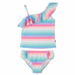 Best Sale 💯 Nautica Toddler 👧 Girls' Striped Ruffle Tankini (2T-4T) for kids 🎁