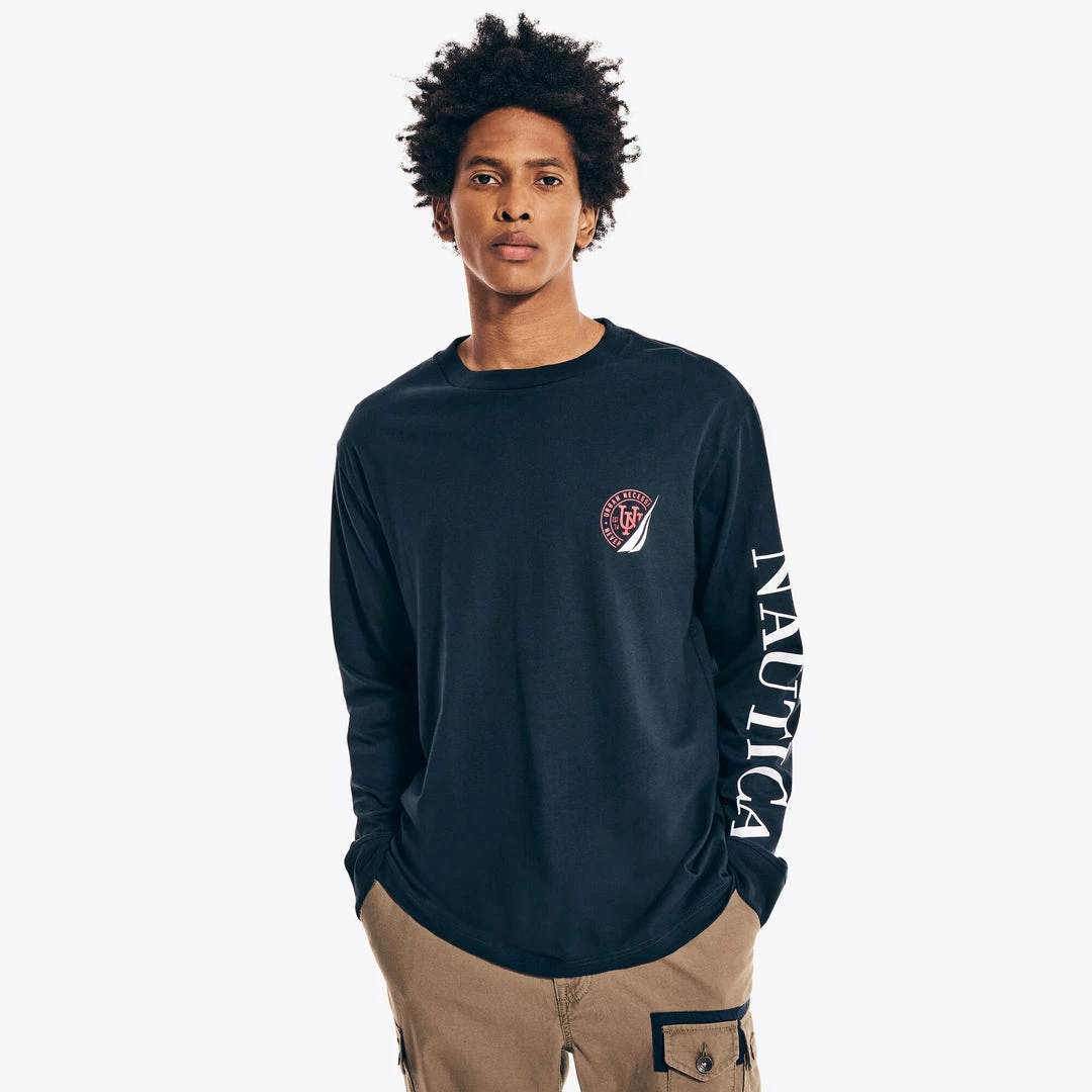 Cheapest 𧨠Nautica Mens Urban Necessities X Nautica Graphic Long-Sleeve T-Shirt π