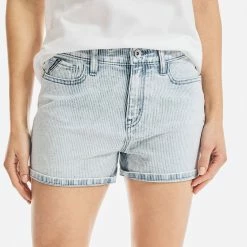 Outlet 🌟 Nautica 👩 Womens 3.5" Nautica 👖 Jeans Co. Mid-Rise Striped Denim Short 🤩