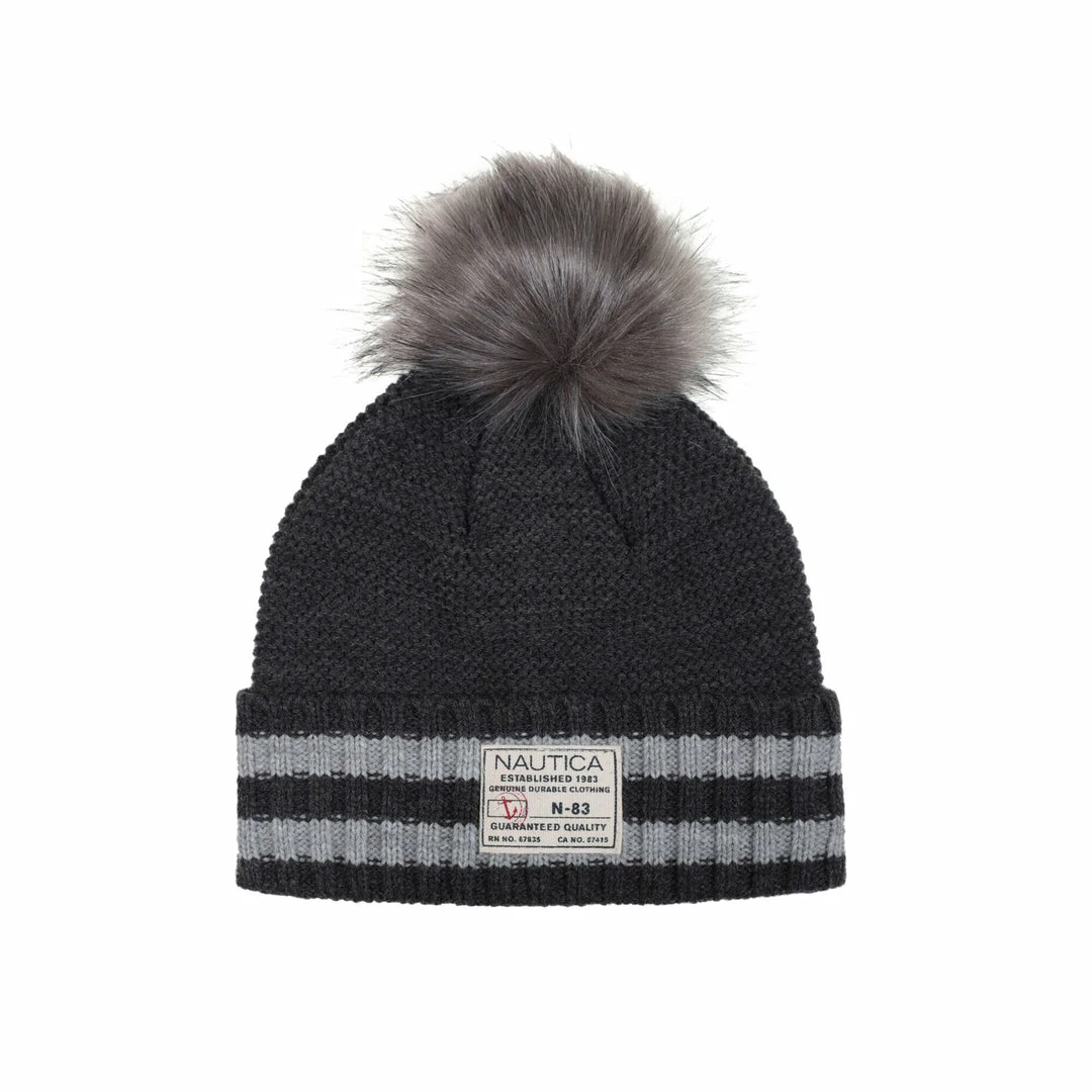 Brand new π― Nautica Kids' Striped Pom-Pom Hat π