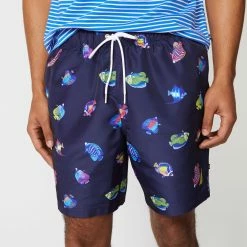 Cheapest ⌛ Nautica Mens 8.5" Big & Tall Fish Print Swim Short 🎁