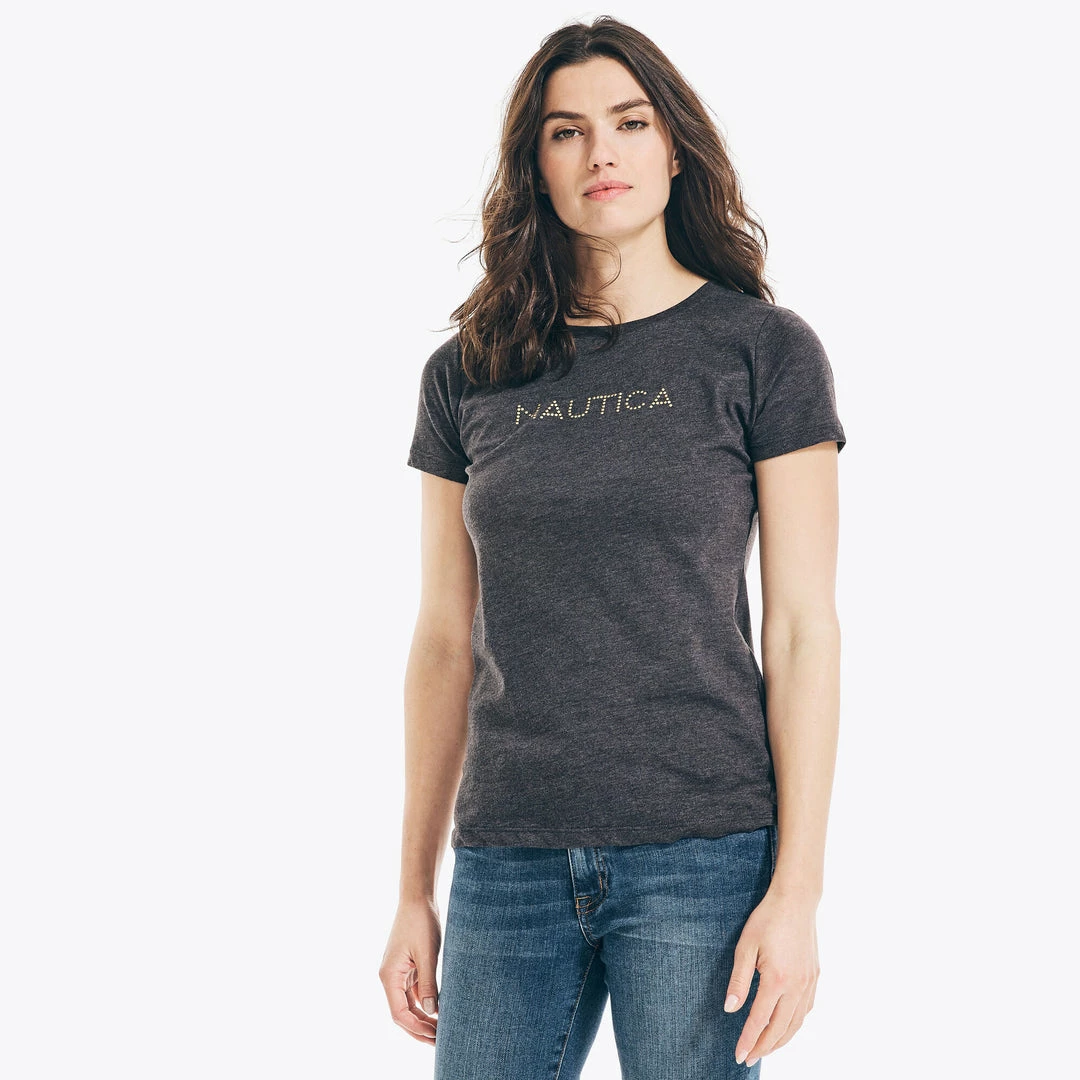 Top 10 π Nautica π© Womens Studded Logo Crewneck T-Shirt π₯ - Image 9