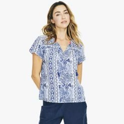 Cheap 😉 Nautica 👩 Womens Sustainably Crafted Floral Ruffle Top 🌟