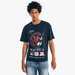 Buy 👏 Nautica Mens Urban Necessities X Nautica Graphic T-Shirt ✔️