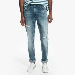Discount ⭐ Nautica Mens Nautica 👖 Jeans Co. Distressed Straight Fit Denim 🎁