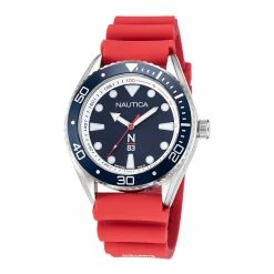 Outlet ❤️ Nautica Mens Finn World Diver Stainless Steel And Silicone ⌚ Watch 🤩
