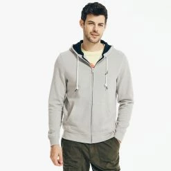 Budget π₯° Nautica Mens Solid Full-Zip Hoodie π
