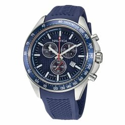 Discount 👏 Nautica Mens Ocean Beach Chronograph Textured Silicone ⌚ Watch 🧨