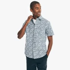 Best Pirce ✔️ Nautica Mens Daisy Print Oxford Short-Sleeve 👕 Shirt 🛒