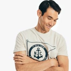 Best Pirce 😉 Nautica Mens Nautica 👖 Jeans Co. Sustainably Crafted Graphic T-Shirt 🥰