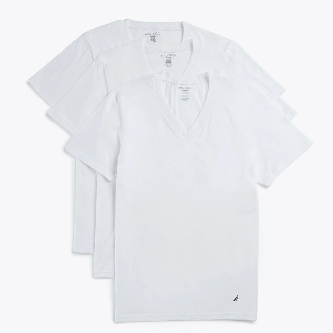 Best Sale π Nautica Mens V-Neck T-Shirt, 3-Pack π